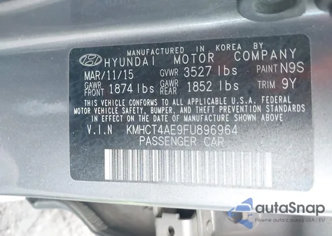 2015 Hyundai Accent Gls из США, поврежденный, VIN KMHCT4AE9FU896964